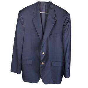 Ralph Lauren Blazer Mens 44 L Navy Blue Wool Gold Buttons Classic Suit Jacket